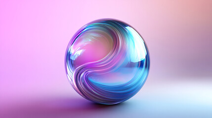 A glowing 3D futuristic sphere with violet hues
