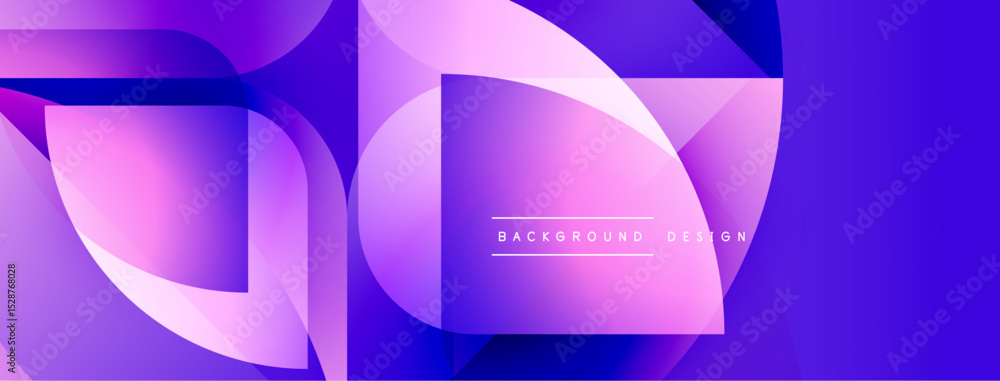Aufkleber Abstract purple design features overlapping geometric shapes. Gradient colors create dynamic visual effect. Modern, stylish background.