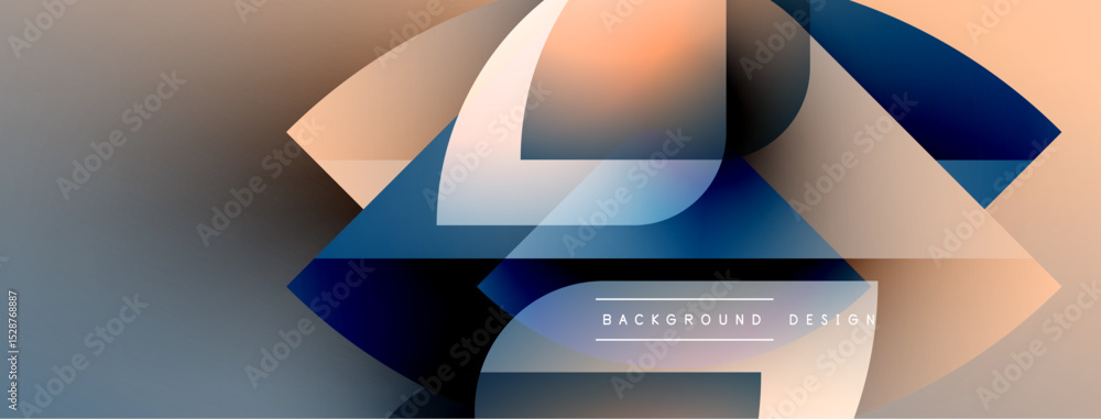 Poster abstract design features layered shapes, gradient colors. modern aesthetic, suitable for backgrounds