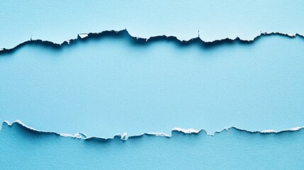 Naklejka premium Light blue background with a torn horizontal center revealing the same shade underneath, creating a frame