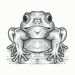 Detailed Engraving Style Toad Vector Illustration