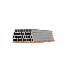 Stack of Steel I-Beams on Wooden Supports Isolated on Transparent Background