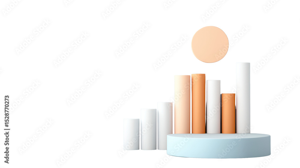 Aufkleber bright and modern 3d graph representation with rise in growth and minimalist design elements