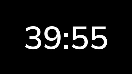 Countdown timer from 40 minute to 39 minute on black background