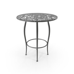 Ornate Round Metal Table Isolated on Transparent Background