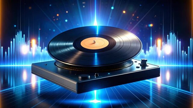 Stylish digital turntable illustration