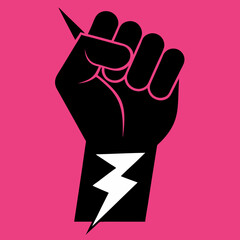 vector illustration of a hand holding a sign