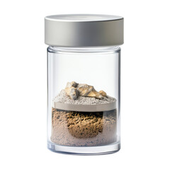Transparent Jar with Natural Soil Samples and Minerals for Scientific or Educational Purposes