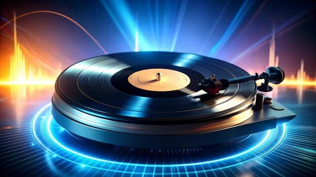 Vintage record player digital illustration