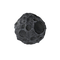 Dark Cratered Asteroid Isolated on Transparent Background