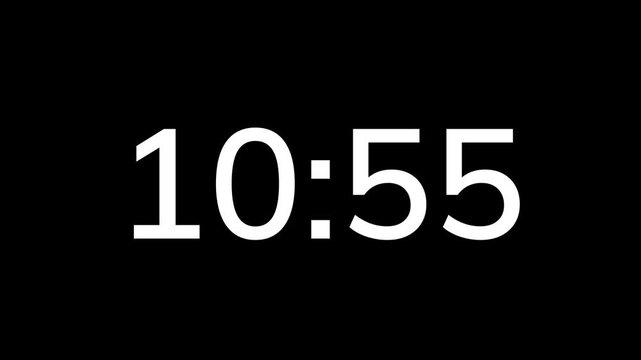 Countdown timer from 11 minute to 10 minute on black background