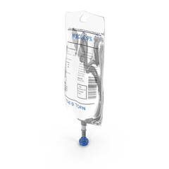 Saline IV Bag NaCl 0.9% Isolated on Transparent Background