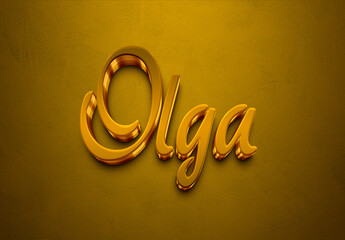 Golden 3D editable text effect of French name Olga.