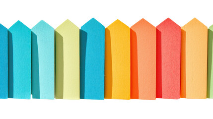 Colorful Paper Fence Decorations in Bright Pastel Shades for Creative Backgrounds and Designs