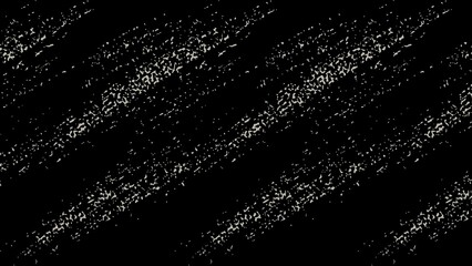 A black abstract background with diagonal white textured streaks resembling scratched or brushed...
