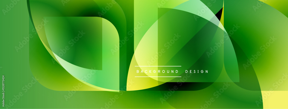 Poster Abstract green design. Smooth gradients, rounded shapes create dynamic composition. Modern aesthetic, suitable for backgrounds.