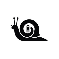 Slow charging snail battery power icon
