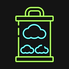Icon carbon storage. Renewable energy elements. Icon in neon style.