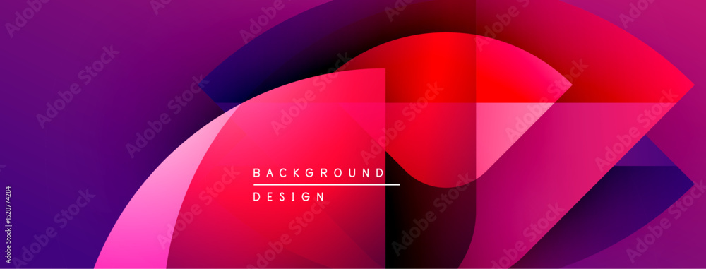 Aufkleber Abstract vibrant design. Overlapping shapes create dynamic gradient effect. Pink, purple, red hues dominate composition. Modern background texture.