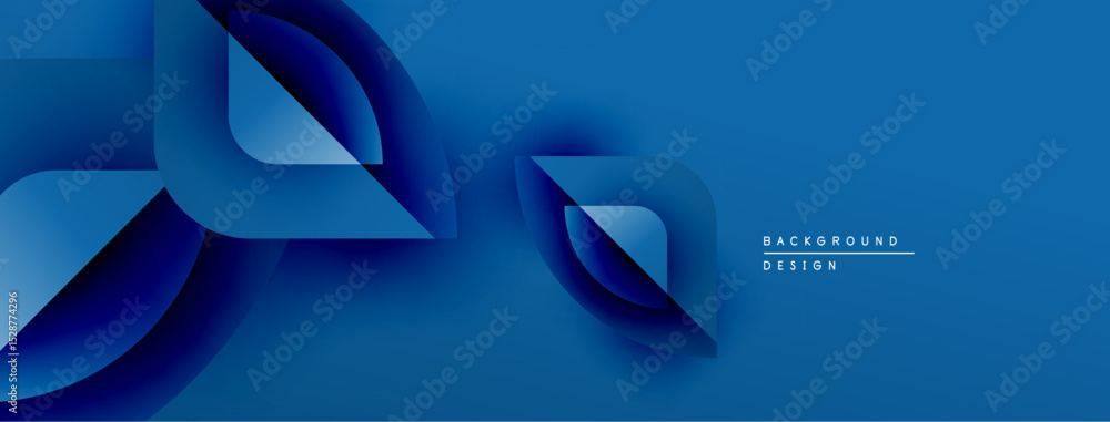 Aufkleber Abstract blue layers create dynamic flowing shapes. Modern design suggests movement, depth, technology. Minimalist aesthetic, clean lines.