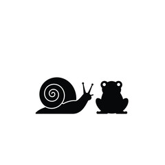 Snail and frog silhouettes nature wildlife icons