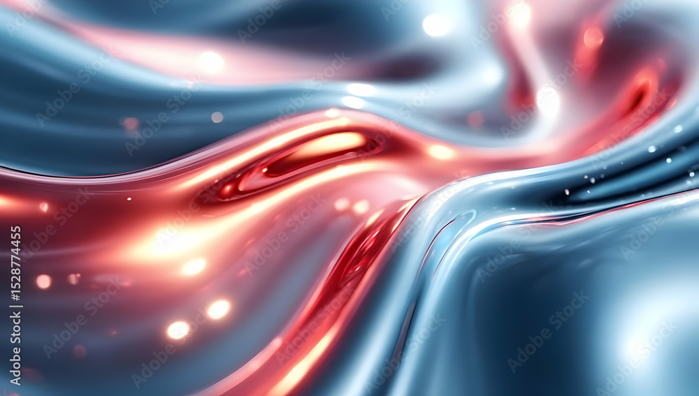 Poster abstract fluid design with smooth waves in vibrant red and blue tones, ideal for backgrounds and mod
