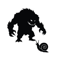 Obraz premium Monster silhouette threatening tiny snail