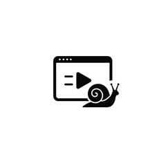 Slow video streaming snail icon website buffering