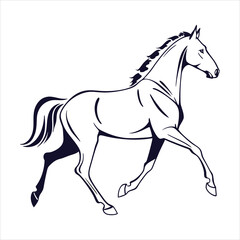 silhouette horse on white background