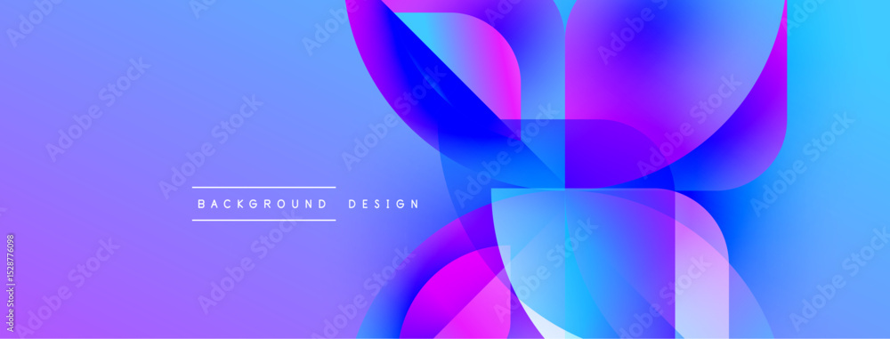 Poster Abstract vibrant design. Overlapping shapes create dynamic purple, blue gradients. Modern background suitable for digital projects.