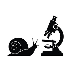 Snail under microscope scientific research illustration