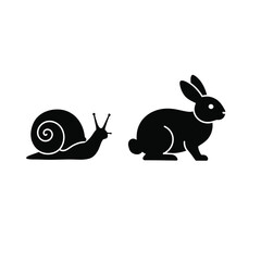 Snail and rabbit silhouettes simple icons
