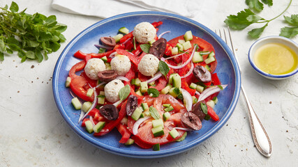 Nut balls with Greek salad