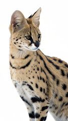 Obraz premium African Serval Wild Cat with Spotted Fur, Isolated on Transparent Background