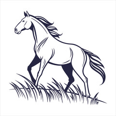 silhouette horse on white background