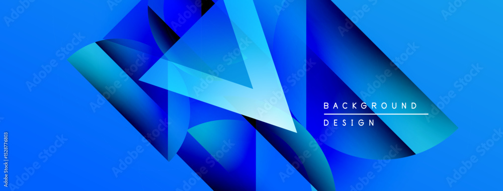 Poster abstract blue design features geometric shapes, gradients, dynamic composition. modern background su
