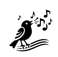 Singing bird with musical notes icon