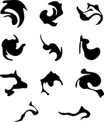 Abstract Black Ink Shapes Collection - Freeform Organic Silhouettes for Artistic and Graphic Design Use