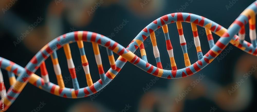 Poster dna double helix structure showcasing vibrant colors and intricate patterns.