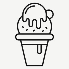 Cone ice cream outline vector icon on white background