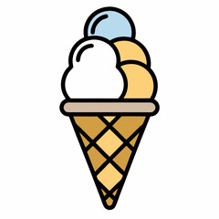 Cone ice cream outline vector icon