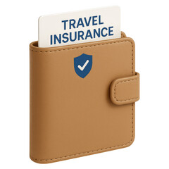Secure Travel Insurance Policy in Tan Leather Wallet