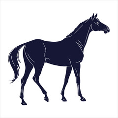 silhouette horse on white background