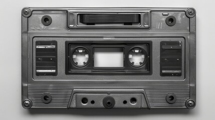 Fototapeta premium Vintage audio cassette tape in black and white a nostalgic tribute to 70s and 80s music culture