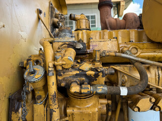 Industrial machinery A close-up shot of a complex industrial engine, highlighting intricate details and the robust design, perfect for illustrating the power and precision of machinery.