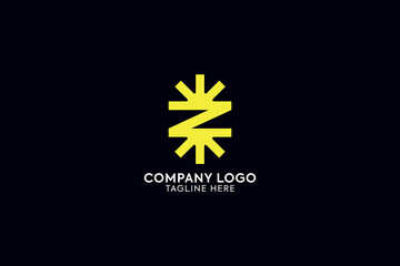 vector illustration of an abstract background initial letter z with rays logo for corporate business, letter z Minimal awesome trendy professional logo design template on black background.  For y