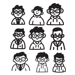 Character Expression Doodle Set - People Vector Illustration