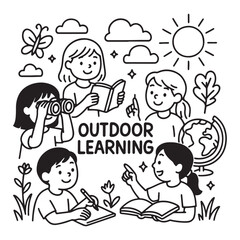 Outdoor Learning Doodle - Nature Education Vector Illustration