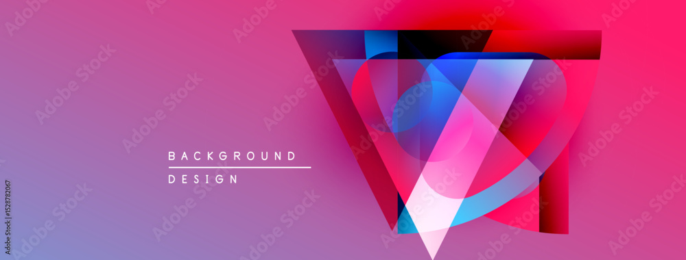 Poster Abstract geometric design. Vibrant pinks, blues create layered effect. Modern background suitable for digital projects.