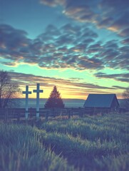 Tranquil rural sunrise